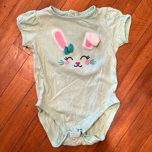 Jumping Beans Bunny Easter Pink and Teal Cotton Infant Onesie 3 Months Baby